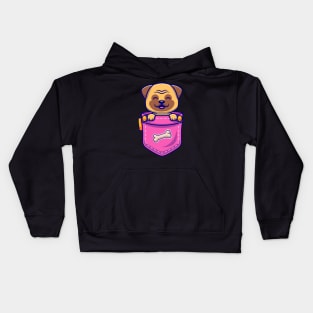 Cute Pug Dog In Pocket Cartoon Kids Hoodie